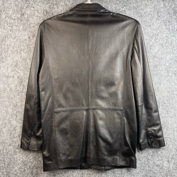 Jones New York City Black Leather 3 Button Mens Jacket Size 40L - Picture 2 of 8